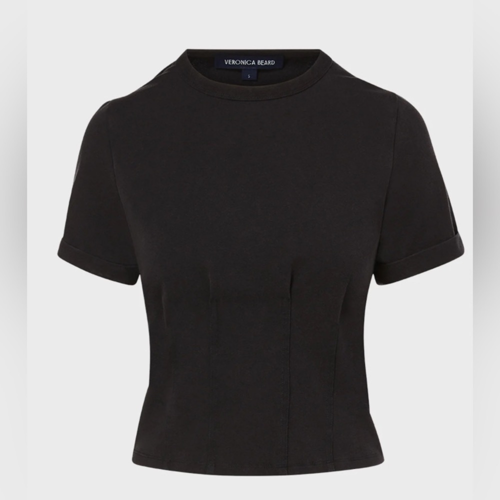 Veronica Beard Ankara Seamed Crewneck T-Shirt Black Size XS - Picture 2 of 9